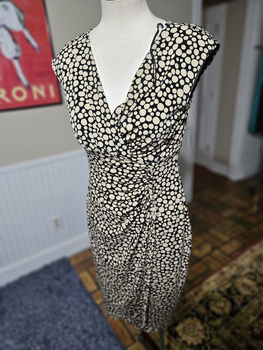 VTG London Style Abstract Polka Dots Dress Size 6